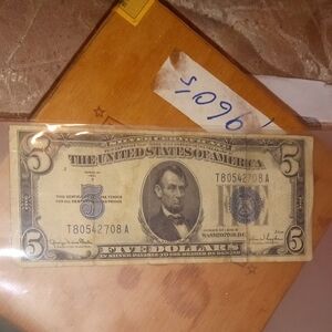 Vintage U.S. Five Dollar Bill - Blue Seal